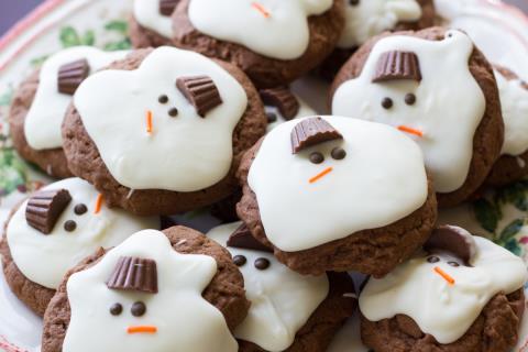 Melted Frosty the Snowman chocolate cookies